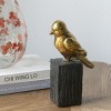 TopComfy Decorative Objects Gold Resin Songbird Sculpture on Black Faux Branch Metallic Finish for Artistic Focal for Living Room, Gold, 14"*12"*8" - 2 of 4