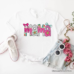 Preppy Pink Mama Coquette T-Shirt, Retro White and Black Tee for Trendy and Stylish Moms White 2XL - 1 of 4