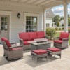 Belord Outdoor Patio Furniture Set with Propane Firepit Table with Glass Wind Guard, Patio Firepit Set with Patio Sofa and Swivel Rocking Glider Chair - 2 of 4