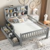 Bellemave Full Platform Bed with Chalkboard, Solid Wood Platform Bed with Storage Drawers and Shelves, Childlike Fun and Space-saving Design, Gray - 3 of 4