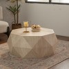 Modern Octagon Coffee Table with Fir Wood Top, No-Assembly Accent Center Table with Wood Grain Finish for Living Room or Apartment–The Pop Home - 3 of 4