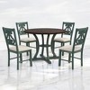 5-Piece Retro Round Dining Table Set with 4 Cushioned Chairs, Distressed MDF Top, Storage Shelf, and Unique Carved Back Design - 3 of 4