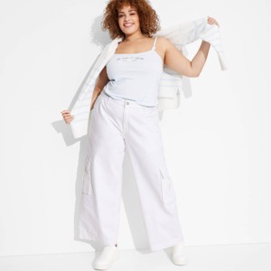 Women's Mid-Rise Wide Leg Cargo Baggy Jeans - Wild Fable™ - 1 of 3