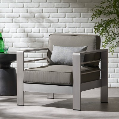 Coolbibila-Patio Dining Chairs, Patio Chair With Arm And Metal Frame,  Upholstered Club Chairs, Upscale Outdoor Lounge