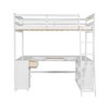 PAGED Twin Size Loft Bed with Desk Modern Wooden Bed Frame with Drawers, Shelves, Cabinet, Ladder and Guardrail for Bedroom - 3 of 4