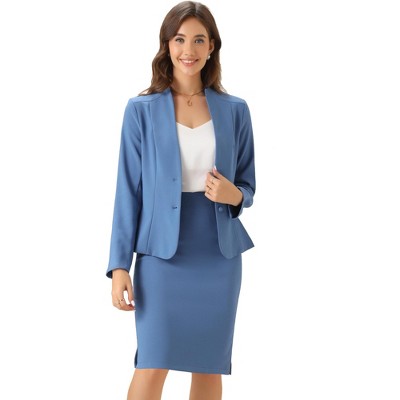 Inspire Chic Women's Collarless Blazer And Formal Pencil Skirt Business ...