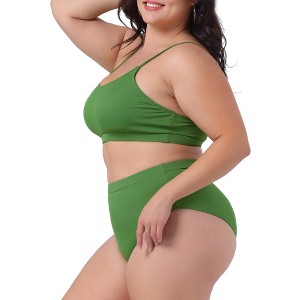 Agnes Orinda Women's Plus Size Ribbed Bikini Bandeau 2 Pcs Tankini Sets - 1 of 4