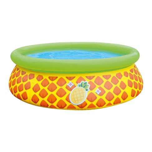 JLeisure Sun Club 17789 5 Foot x 16.5 Inch 1 to 2 Person Capacity Pineapple 3D Kids Above Ground Inflatable Outdoor Backyard Kiddie Swimming Pool - image 1 of 4