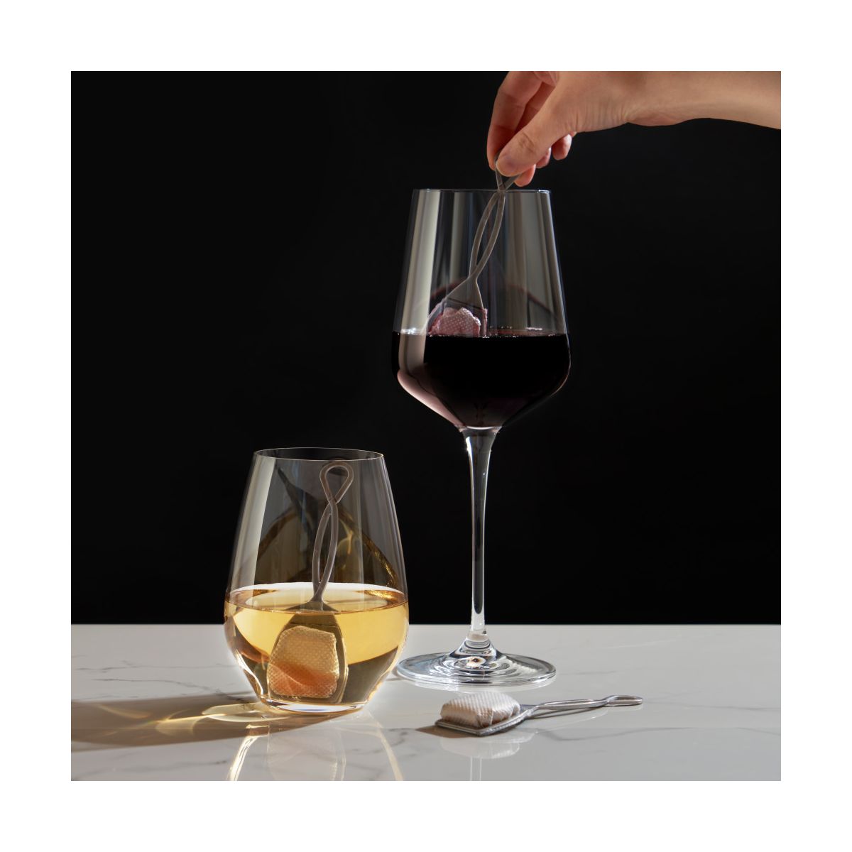 Viski Alchemi Wine Purifiers, Removes Sulfites & Histamines, Preserves Flavor, Color & Aroma, BPA-Free Compact & Portable, Home Bar, Set of 3, Silver - thumbnail 4