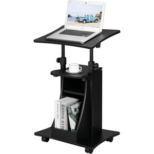 VINGLI Podium Stand, Portable Presentation Podium, Height Adjustable Church Lecture, Reading or Laptop Desk with Edge Stopper, Black - 1 of 4