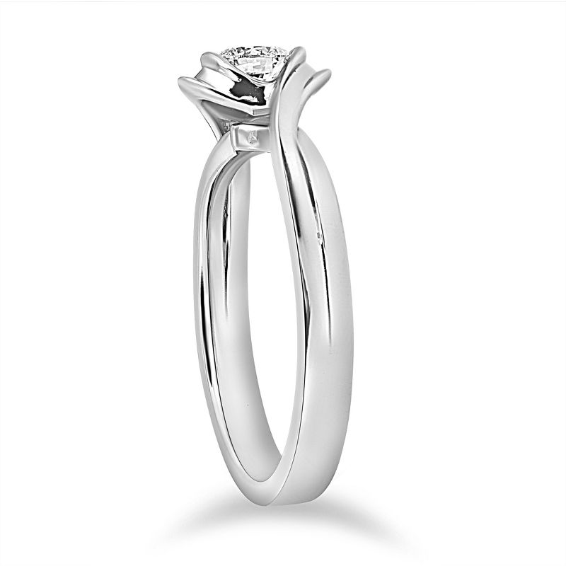 Pompeii3 1/2 ct Solitaire Round Brilliant Cut Diamond Engagement Ring 14k White Gold, 2 of 5