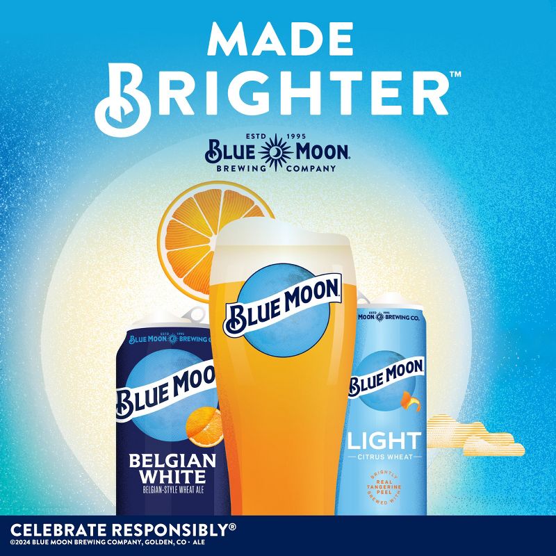 Blue Moon Belgian White Wheat Ale Beer - 12pk/12 fl oz Cans, 6 of 11