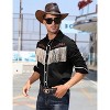 WhizMax Men's Western Cowboy Fringe Shirt Long Sleeve Rose Embroidered Slim Fit Button Down Shirt - 3 of 4