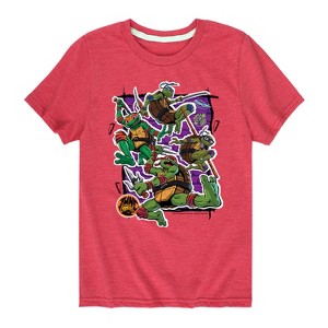 Boys' - Teenage Mutant Ninja Turtles Mutant Mayhem - Brotherhood Group Graphic Short Sleeve Graphic T-Shirt - 1 of 4