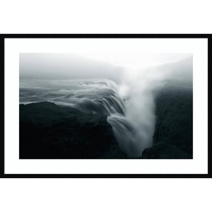 41" x 28" Waterfall Beauty in Nature by Larry Deng: Modern Black Framed Art - Amanti Art - 1 of 4