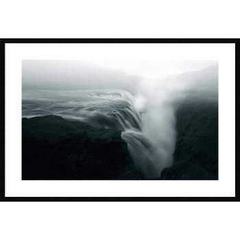 41" x 28" Waterfall Beauty in Nature by Larry Deng Framed Wall Art Print Black - Amanti Art