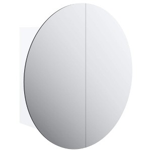 vidaXL Cabinet Bathroom Wall Vanity Mirror Cabinet with Round Mirror and LED - White 15.7" x 15.7" x 6.9" - 1 of 4