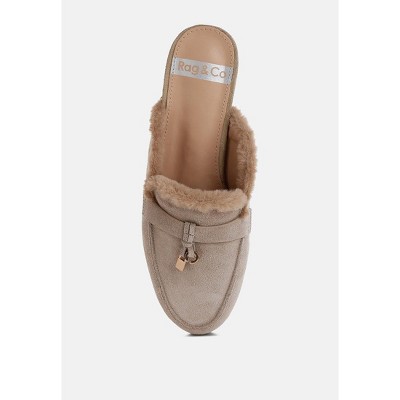 Женские сабо Rag & Co Bosnia Suede & Faux Fur Slip On Mules — фото 4