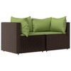 vidaXL Patio Furniture Outdoor Sectional Sofa Couch with Cushions Poly Rattan - Brown and green 2x corner + table - 3 of 4