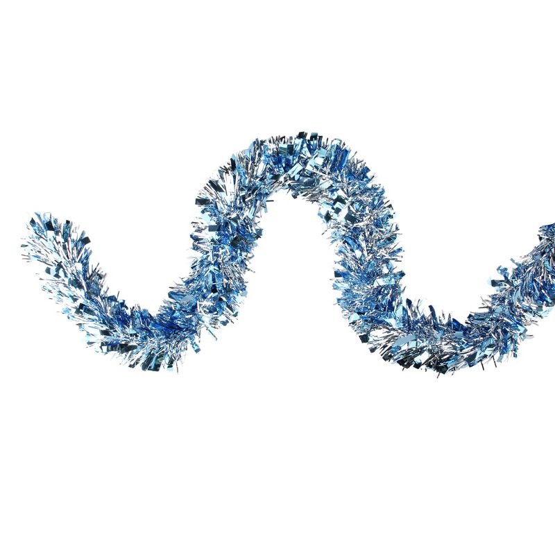 Northlight 12' x 4" Unlit Silver/Icy Blue Wide Cut Shiny Tinsel Christmas Garland, 1 of 6