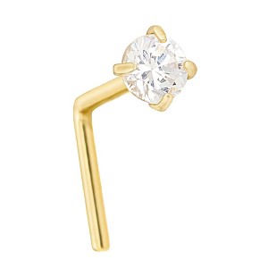 Jewelry Avalanche 1.5mm-3mm CZ Solid 22G 14K Gold L-shape Nose Stud - 1 of 3