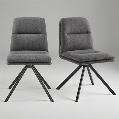 Art Leon Modern Fabric 360 Degrees Swivel Armless Office Chairs with Metal Legs, Set of 2