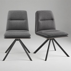 Art Leon Modern Fabric 360 Degrees Swivel Armless Office Chairs with Metal Legs, Set of 2 - 1 of 4