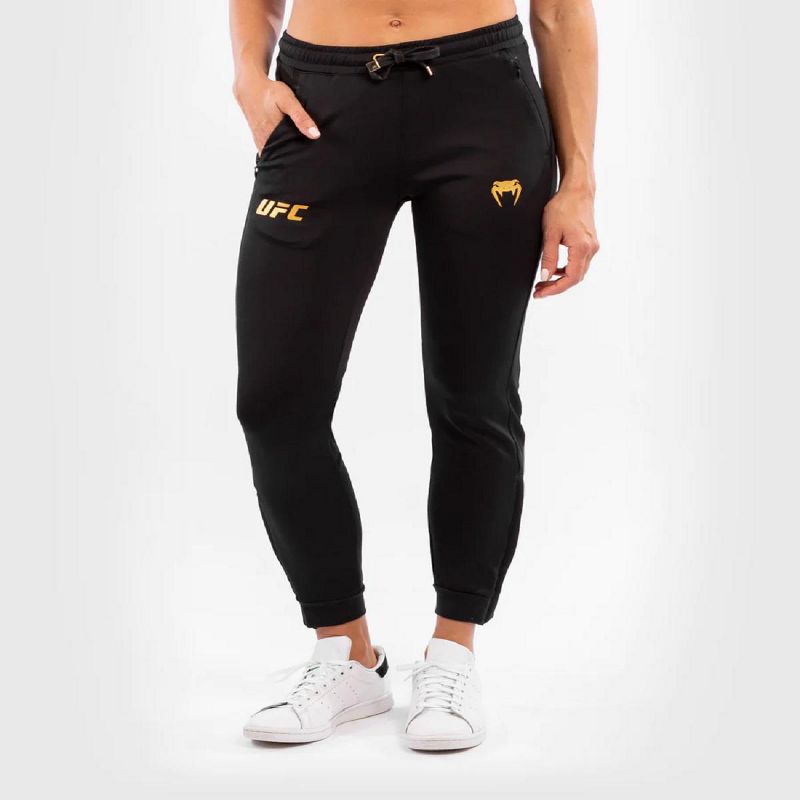 Venum Women's UFC Authentic Fight Night Walkout Sweatpants - Black/Gold, 1 of 3