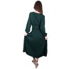 Anna-Kaci Women's Long Sleeve V-Neck Maxi Dress with Pleated Skirt and Waist Tie - 2 of 4