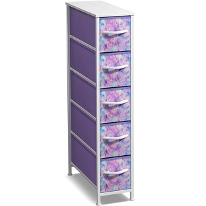 Sorbus 5 Drawers Narrow Dresser with Steel Frame, Wood Top & Easy Pull Fabric Bins for Small Spaces, Closets, Bedrooms, Bathrooms & Laundry - 1 of 4