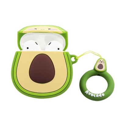 Insten Cute Case Compatible with AirPods 1 & 2 - Avocado Cartoon Silicone Cover with Ring Strap