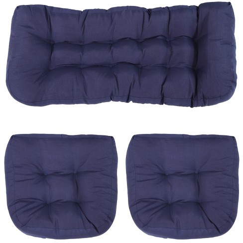 Sunnydaze Back and Seat Cushion Set for Indoor/Outdoor Deep Seating - Blue
