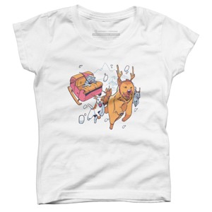 Girl's Design By Humans Christmas santa cat By ArtStyleAlice T-Shirt - 1 of 3