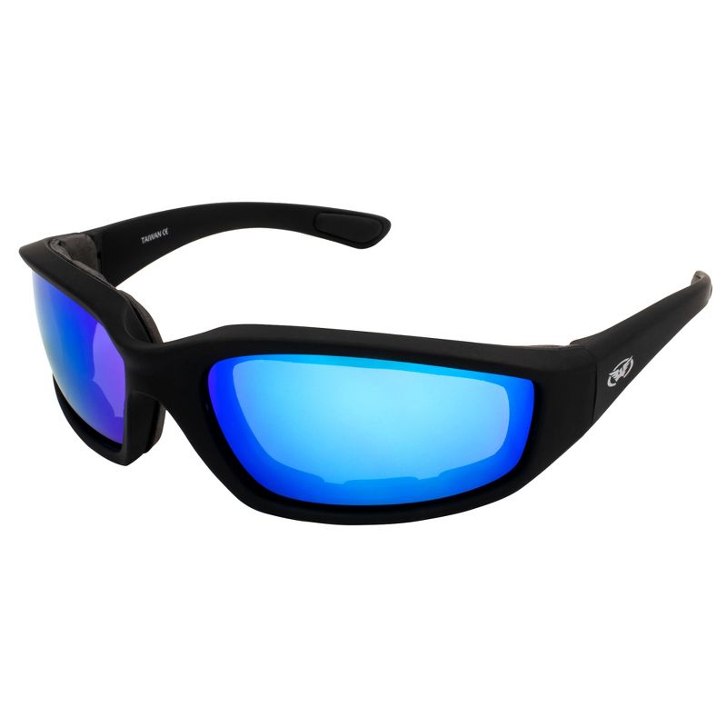 Global Vision Kickback Safety Motorcycle Glasses with Blue Lenses, 1 of 4