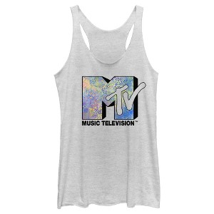 Women's MTV Paisley Print Logo Racerback Tank Top - 1 of 3