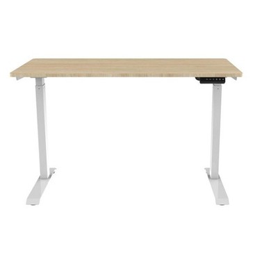White Adjustable Height Sit-Stand Desk with Wood Top