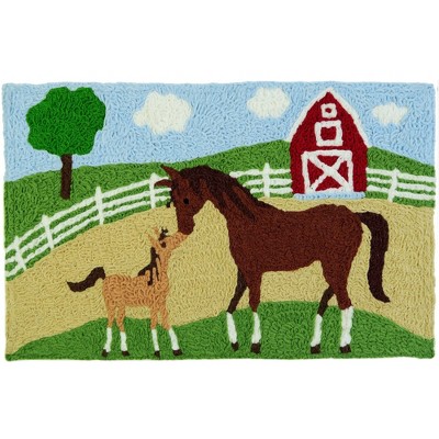Jellybean Mare and Foal on the Farm Doormat – Charming Country-Inspired Welcome Mat for Farmhouses, Porches, and Entryways, 20"