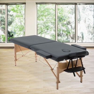 Portable Black PU Leather Adjustable Massage Table with Foam Padding