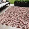 Burgundy And Ivory Striped Washable Indoor Outdoor Area Rug - 2 of 4