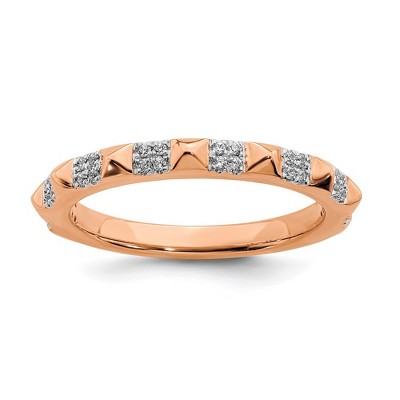Black Bow Jewelry 2.25mm 14k Rose Gold 1/8 Ctw Diamond Stackable Pyramid Band