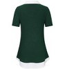 Women's Short Sleeve V-Neck Contrast Collared Shirts Patchwork Work Blouse Tunics Tops - 3 of 4