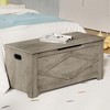 Jojoka  39.4" Storage Chest, Wooden Storage Bench with Safety Hinges, Easy Assembly, Large Toy Chest for Entryway - 4 of 4