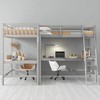 L-Shaped Twin Loft Bed with 2 Built-in Desks, Solid Wood Frame, Ladder Access, No Box Spring Needed, Gray Finish - 2 of 4