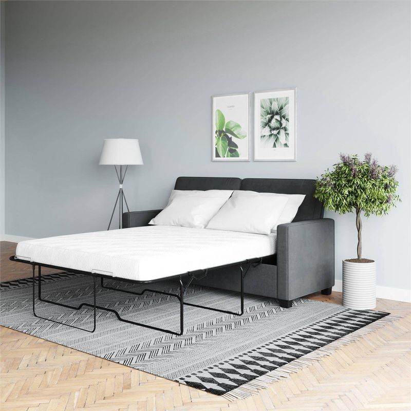 Full Cassidy Sofa Sleeper with Memory Foam Mattress Gray Velvet - Dorel Home Products, 3 of 14