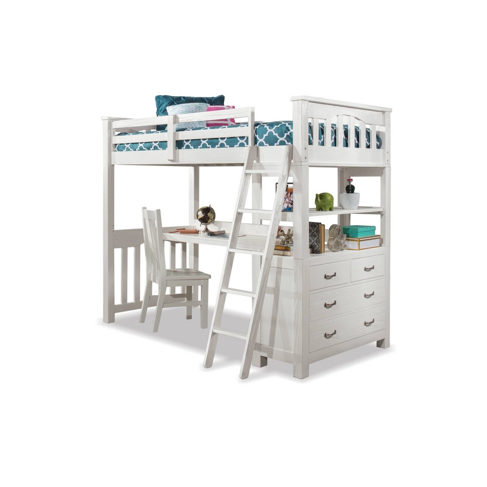 Twin Highlands Kids' Loft Bed with Desk and Chair White - Hillsdale Furniture -  79771057