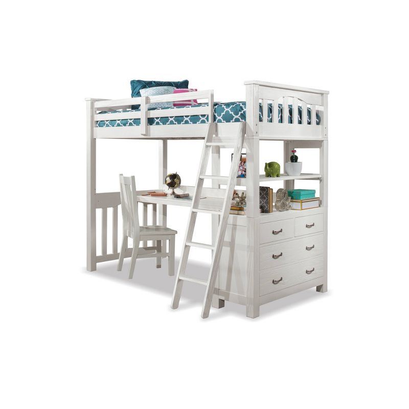 Twin Highlands Kids&#39; Loft Bed with Desk and Chair White - Hillsdale Furniture, 1 of 7