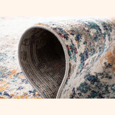 Gray and Beige 8' Square Stain-Resistant Area Rug