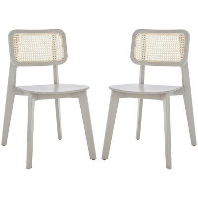 Luz Gray Wood and Cane Mid-Century Modern Side Chair