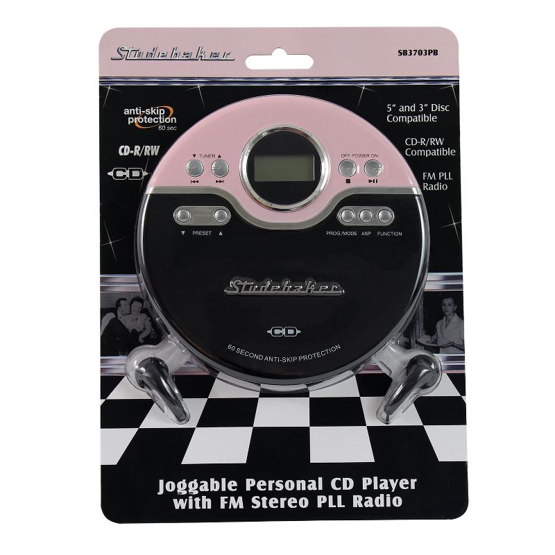 Studebaker Personal CD Player with FM Radio, 60 Second ASP and Earbuds (SB3703), 2 of 6