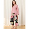 cheibear Womens 2pcs Long Sleeve Capri Pants Floral Lounge Set Sleepwear Pajama Sets - 2 of 4